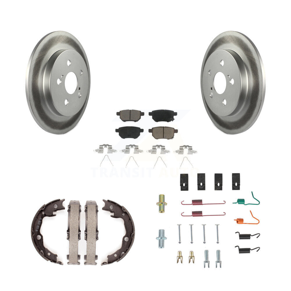 Rear Disc Coated Rotors Ceramic Pads Parking Shoes Hardware Kit For Toyota Matrix Pontiac KGC-103354