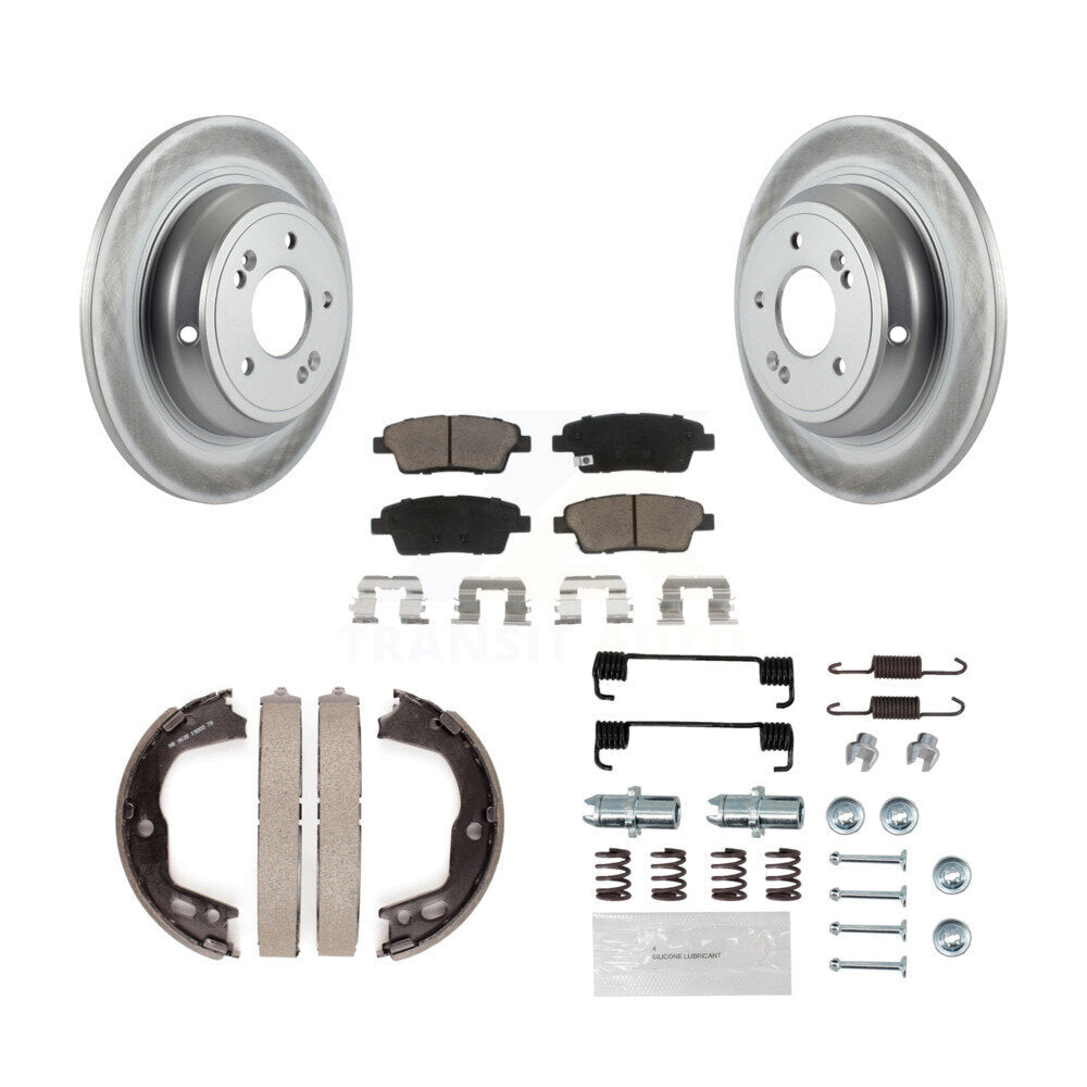 Rear Disc Coated Rotors Ceramic Pads Parking Brake Shoes Hardware Kit For Hyundai Genesis KGC-103360