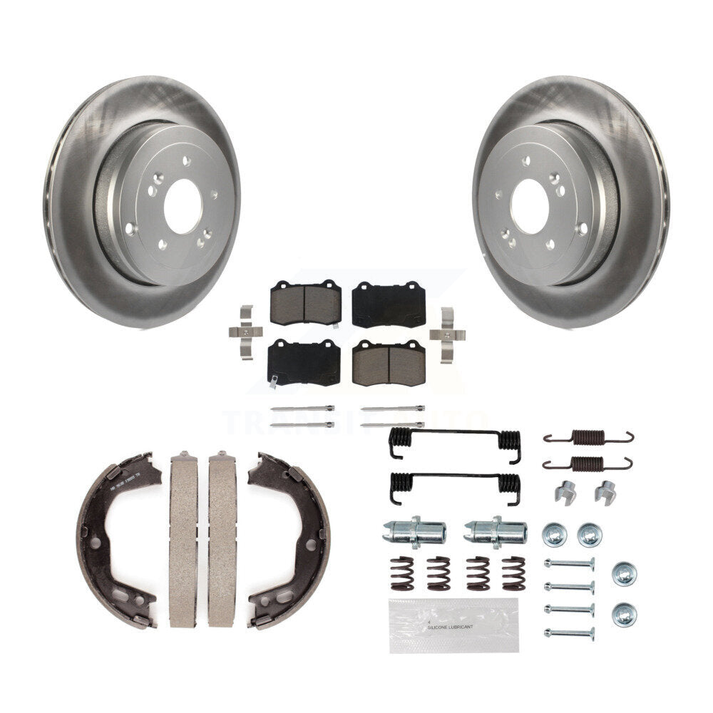 Rear Disc Coated Rotors Ceramic Pads Parking Shoes Hardware Kit For Hyundai Genesis Coupe KGC-103361