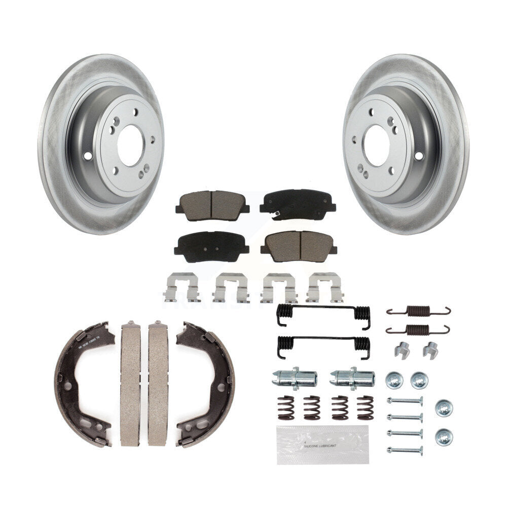Rear Disc Coated Rotors Ceramic Pads Parking Brake Shoes Hardware Kit For Hyundai Genesis KGC-103363