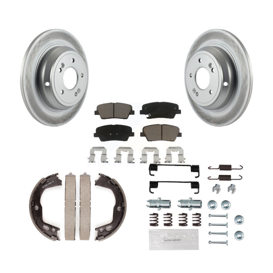 Rear Disc Coated Rotors Ceramic Pads Parking Brake Shoes Hardware Kit For Hyundai Genesis KGC-103363