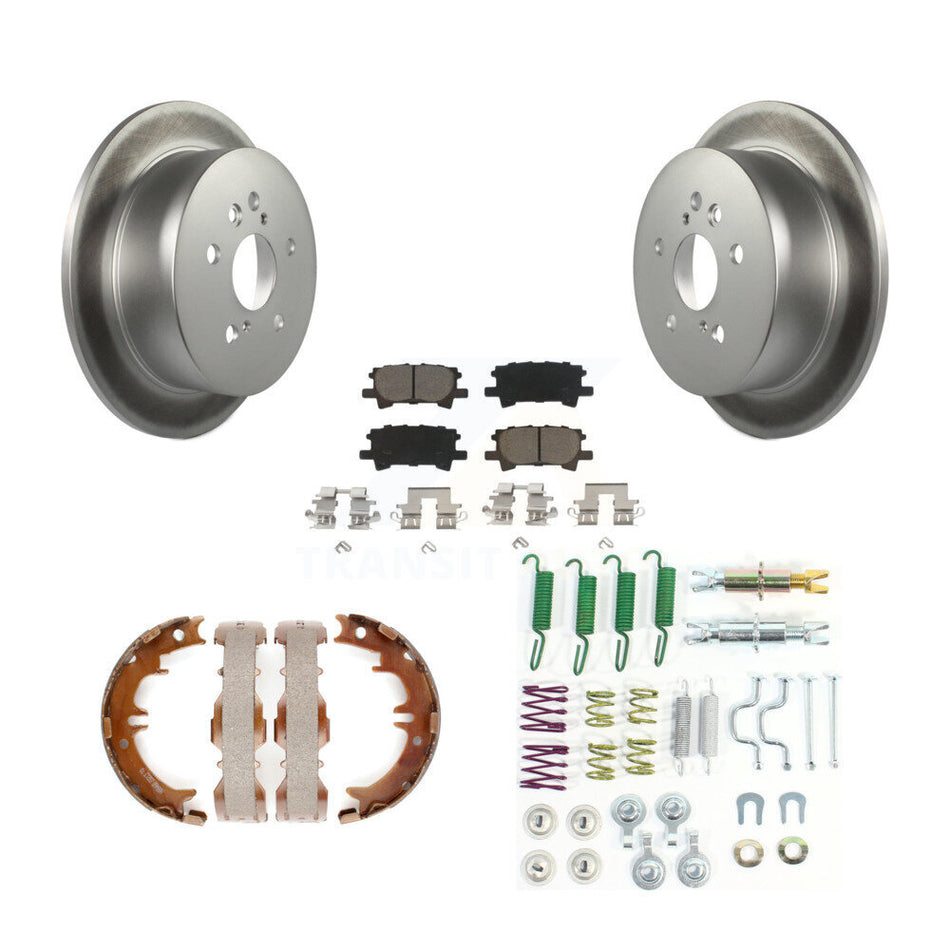 Rear Disc Coated Rotors Ceramic Pads Parking Shoes & Hardware Kit For Lexus RX350 Toyota KGC-103367
