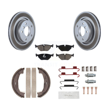 Rear Disc Coated Rotors Ceramic Pads Parking Shoes & Hardware Kit For BMW 325Ci 325i 328i KGC-103374