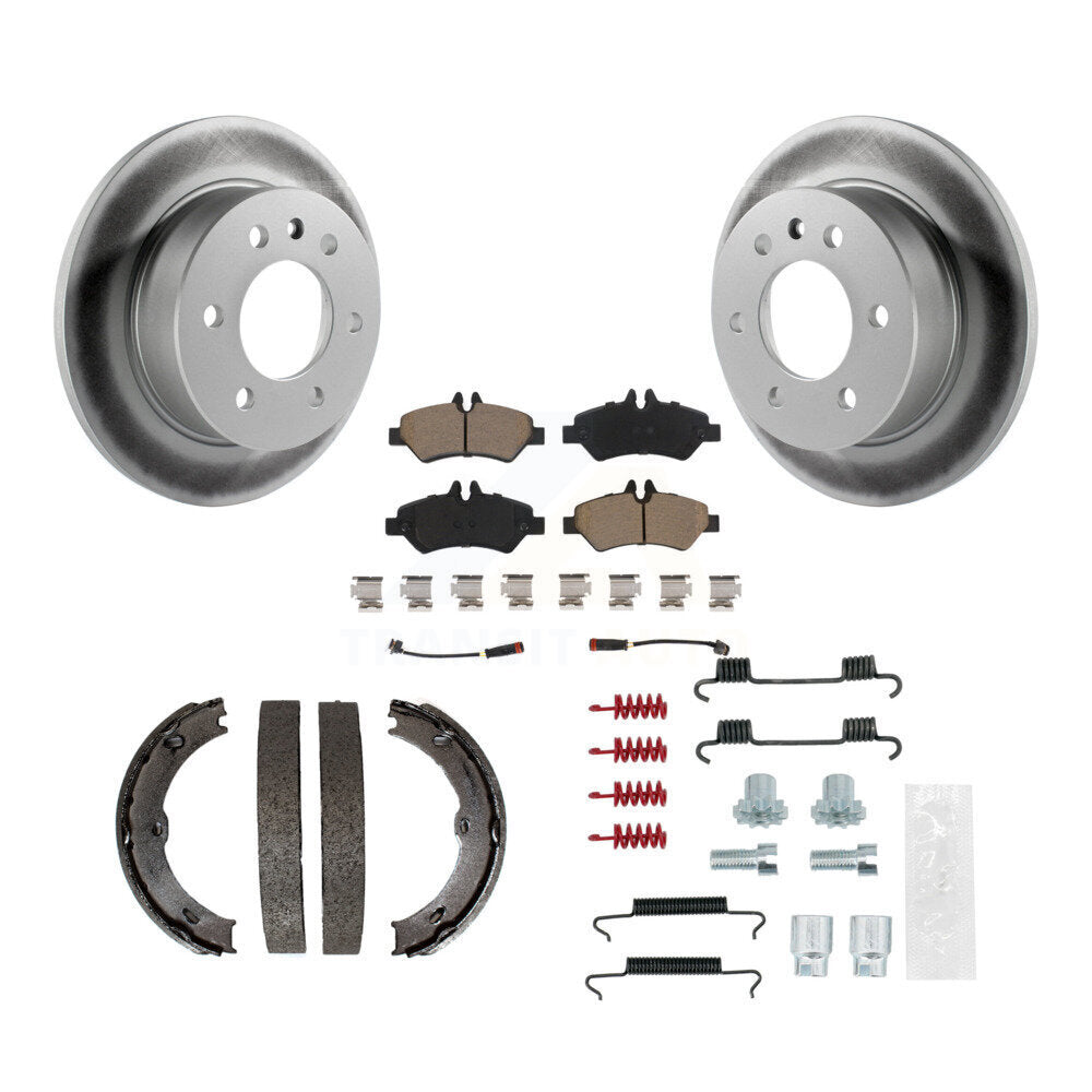 Rear Disc Coated Rotors Ceramic Pads Parking Shoes & Hardware Kit For Sprinter 2500 Dodge KGC-103375