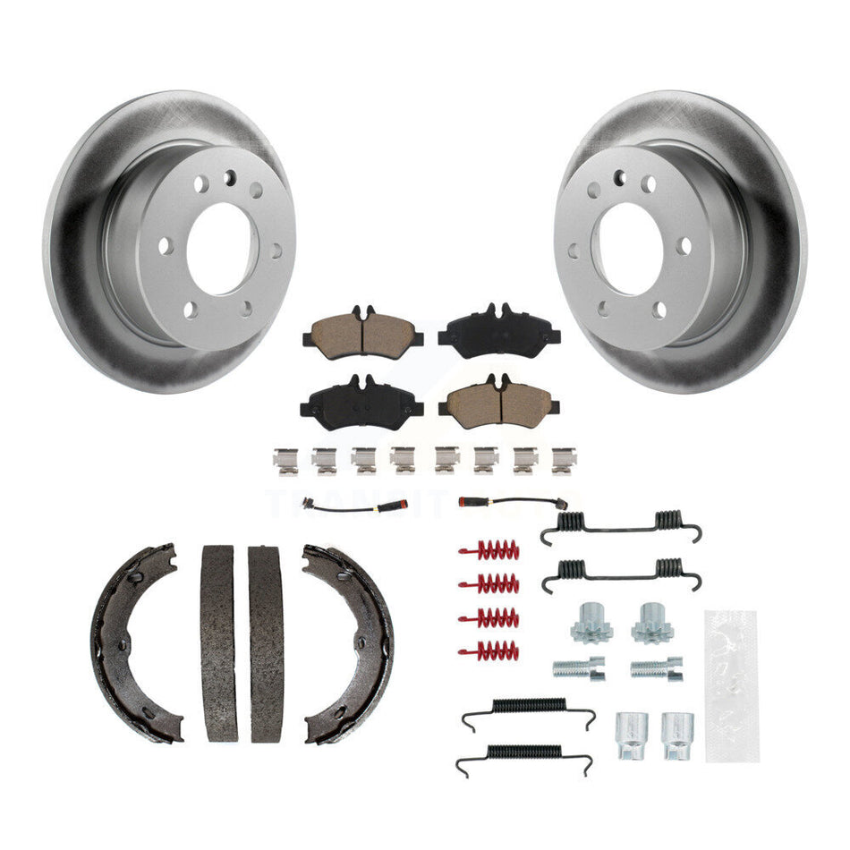 Rear Disc Coated Rotors Ceramic Pads Parking Shoes & Hardware Kit For Sprinter 2500 Dodge KGC-103375