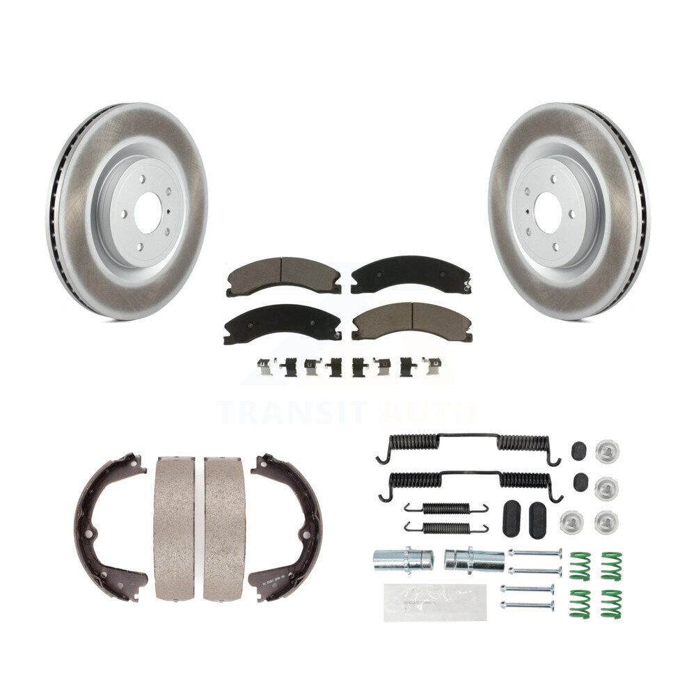 Rear Disc Coated Rotors Ceramic Pads Parking Shoes Hardware Kit For Nissan NV2500 NV3500 KGC-103376