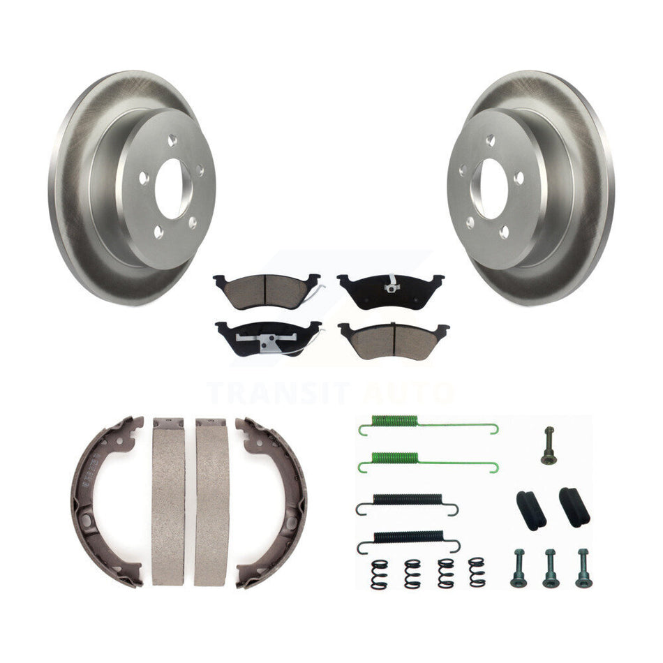 Rear Disc Coated Rotors Ceramic Pads Parking Shoes Hardware Kit For Dodge Grand Caravan & KGC-103382