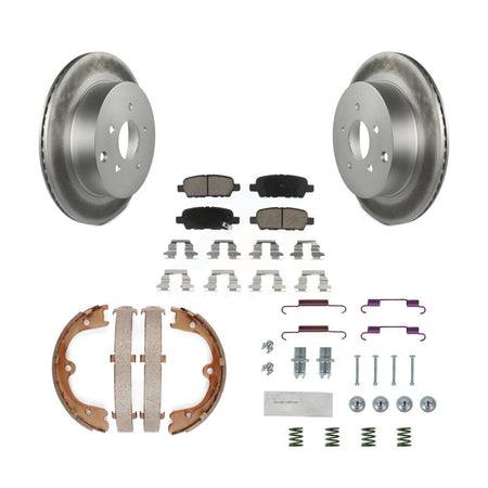 Rear Disc Coated Rotors Ceramic Pads Parking Shoes Hardware Kit For INFINITI FX35 Nissan KGC-103383
