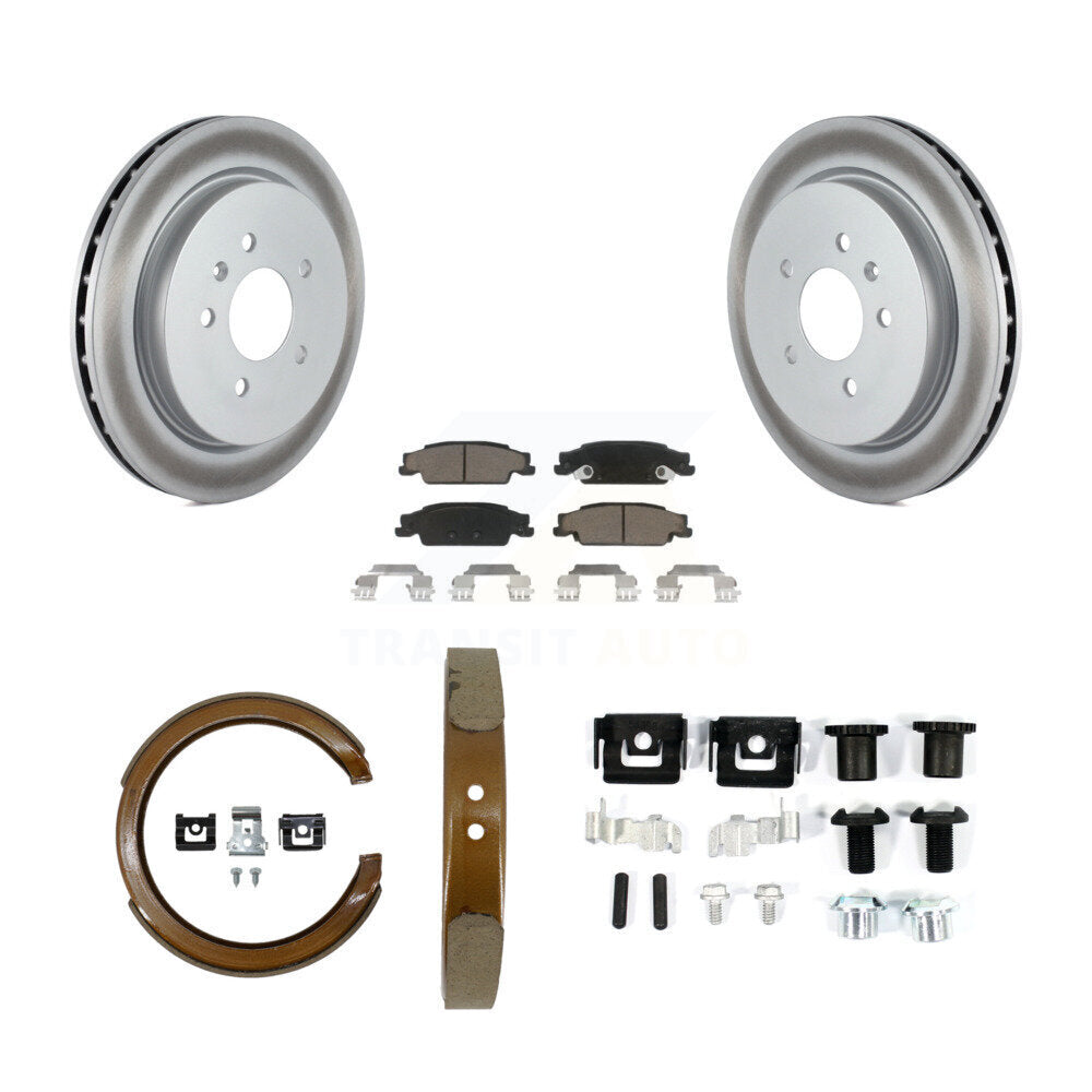 Rear Disc Coated Rotors Ceramic Pads Parking Shoes And Hardware Kit For Cadillac CTS STS KGC-103385