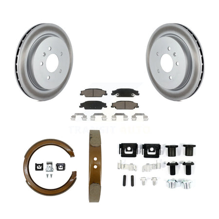 Rear Disc Coated Rotors Ceramic Pads Parking Shoes And Hardware Kit For Cadillac CTS STS KGC-103385