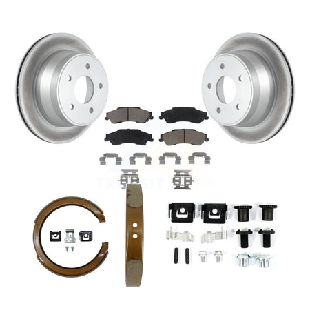 Rear Disc Coated Rotors Ceramic Pads Parking Shoes Hardware Kit For Chevrolet GMC Blazer KGC-103387