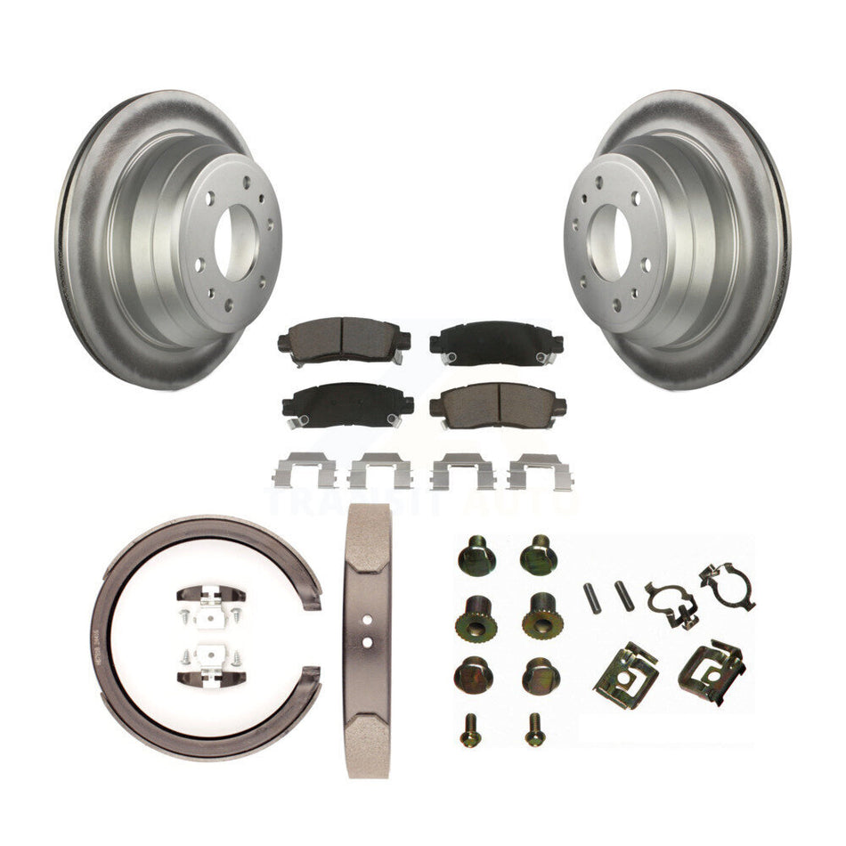 Rear Disc Coated Rotors Ceramic Pads Parking Shoes & Hardware Kit For Chevrolet GMC Envoy KGC-103391