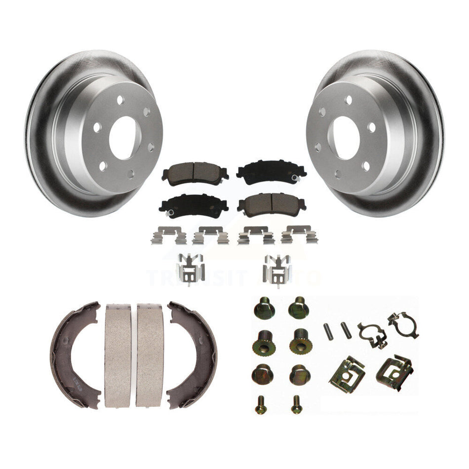Rear Disc Coated Rotors Ceramic Pads Parking Shoes & Hardware Kit For Chevrolet Silverado KGC-103405
