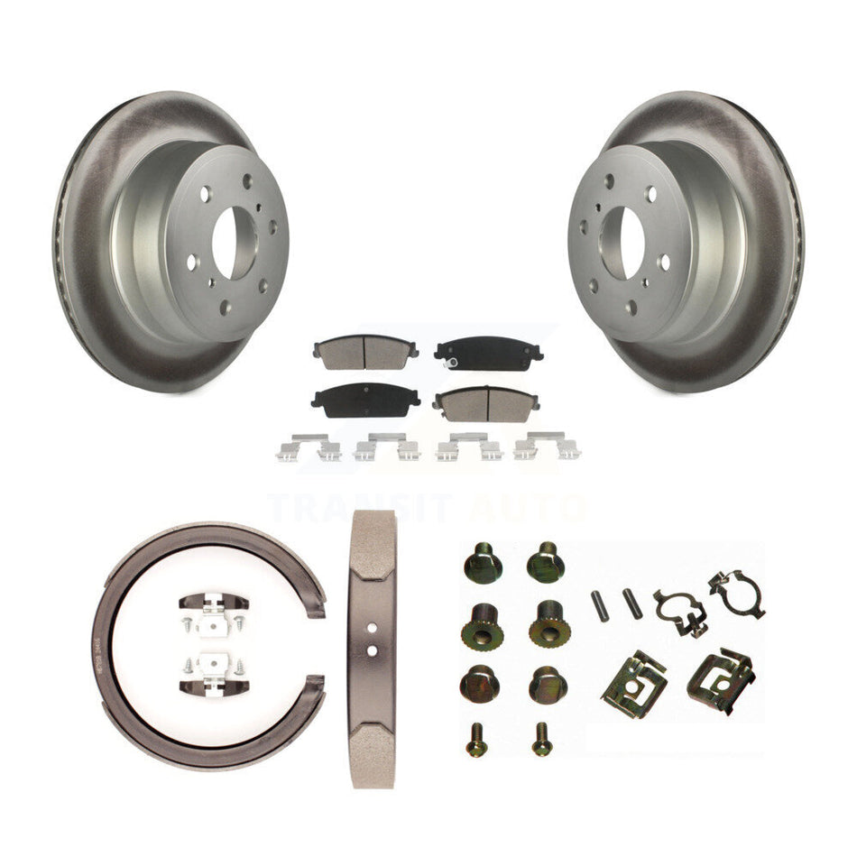 Rear Disc Coated Rotors Ceramic Pads Parking Shoes & Hardware Kit For Chevrolet Silverado KGC-103407