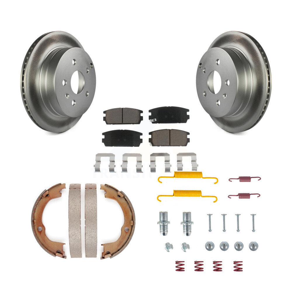 Rear Disc Coated Rotors Ceramic Pads Parking Shoes Hardware Kit For Chevrolet Equinox GMC KGC-103417