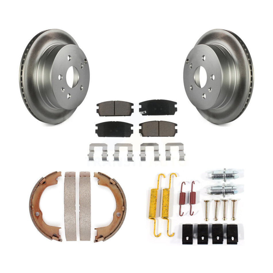 Rear Disc Coated Rotors Ceramic Pads Parking Shoes Hardware Kit For Chevrolet Equinox GMC KGC-103418