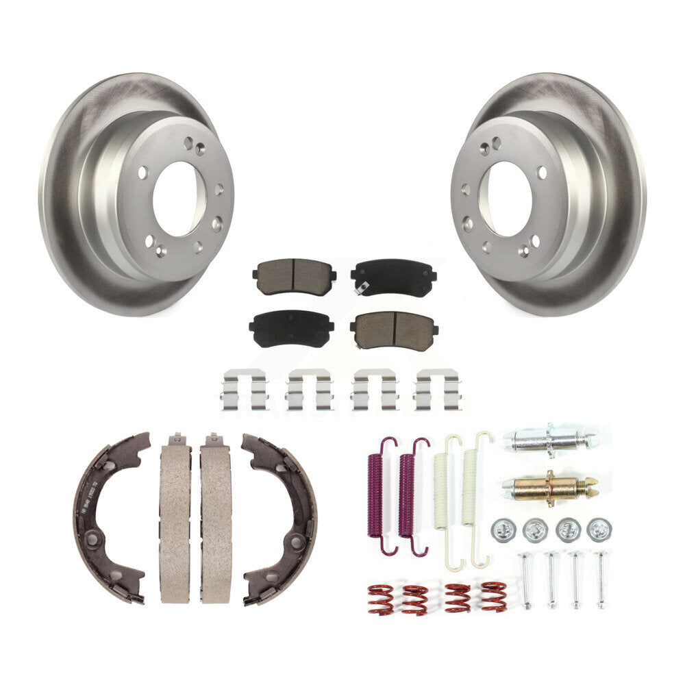 Rear Disc Coated Rotors Ceramic Pads Parking Brake Shoes Hardware Kit For Hyundai Elantra KGC-103419