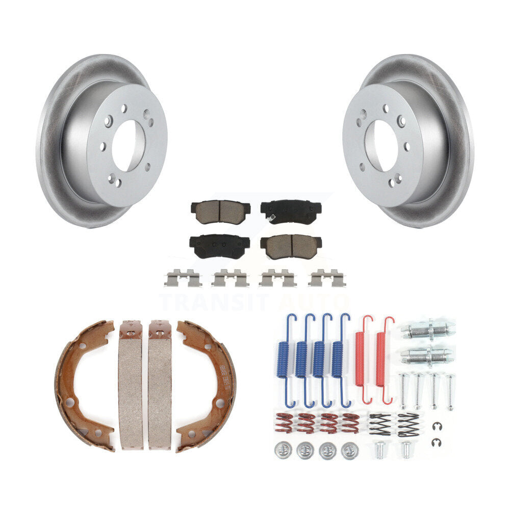 Rear Disc Coated Rotors Ceramic Pads Parking Brake Shoes Hardware Kit For Hyundai Elantra KGC-103420