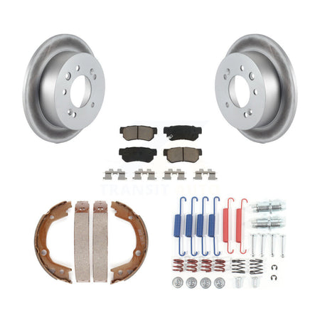 Rear Disc Coated Rotors Ceramic Pads Parking Brake Shoes Hardware Kit For Hyundai Elantra KGC-103420