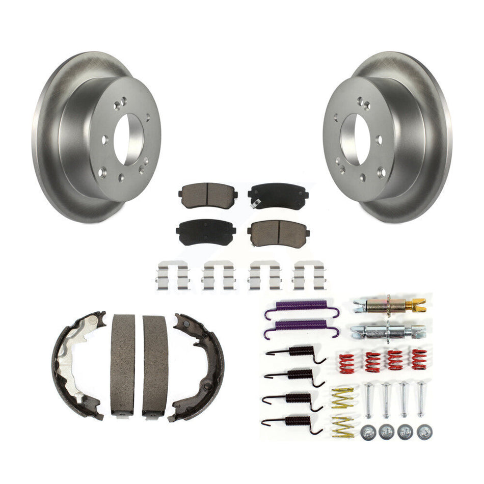 Rear Disc Coated Rotors Ceramic Pads Parking Brake Shoes Hardware Kit For Kia Forte Koup KGC-103427