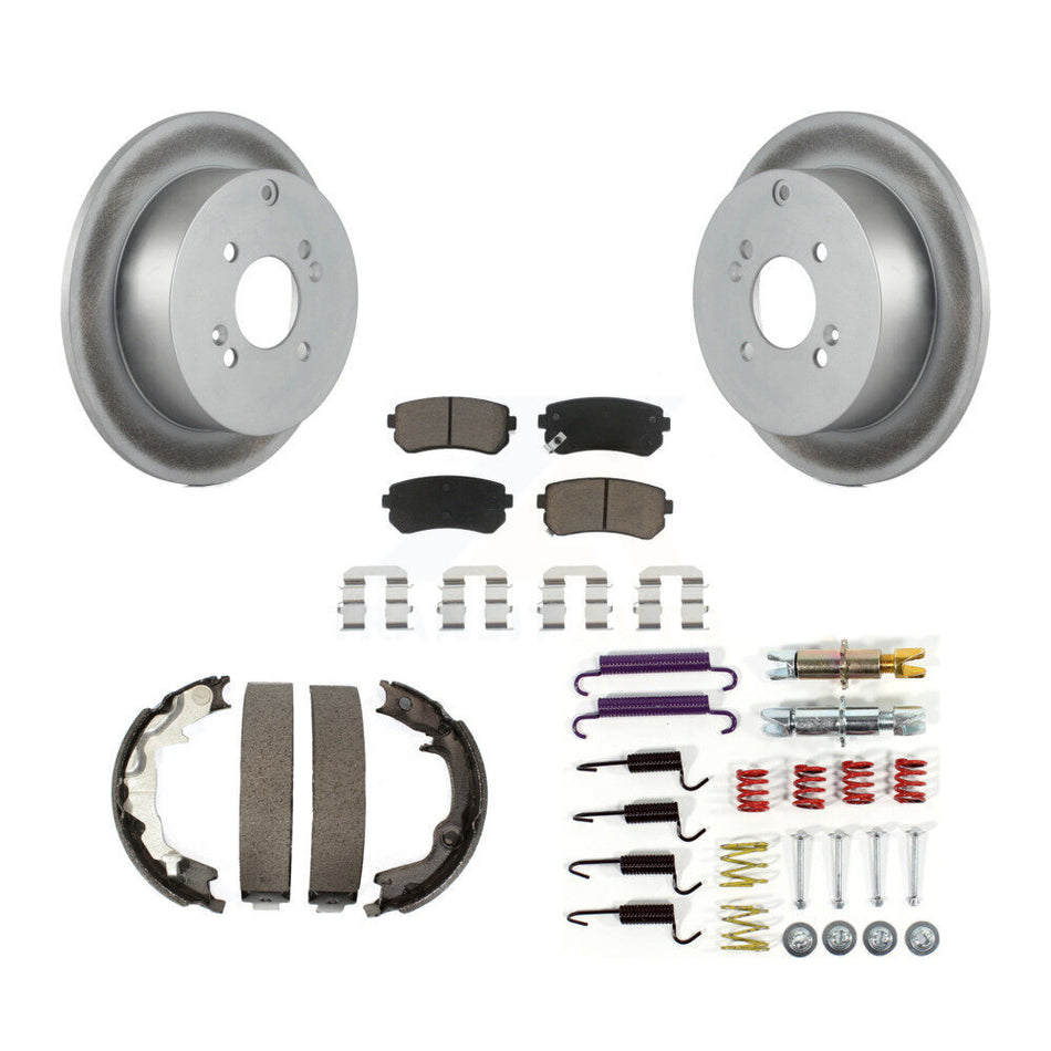 Rear Disc Coated Rotors Ceramic Pads Parking Shoes & Hardware Kit For Hyundai Accent Kia KGC-103428