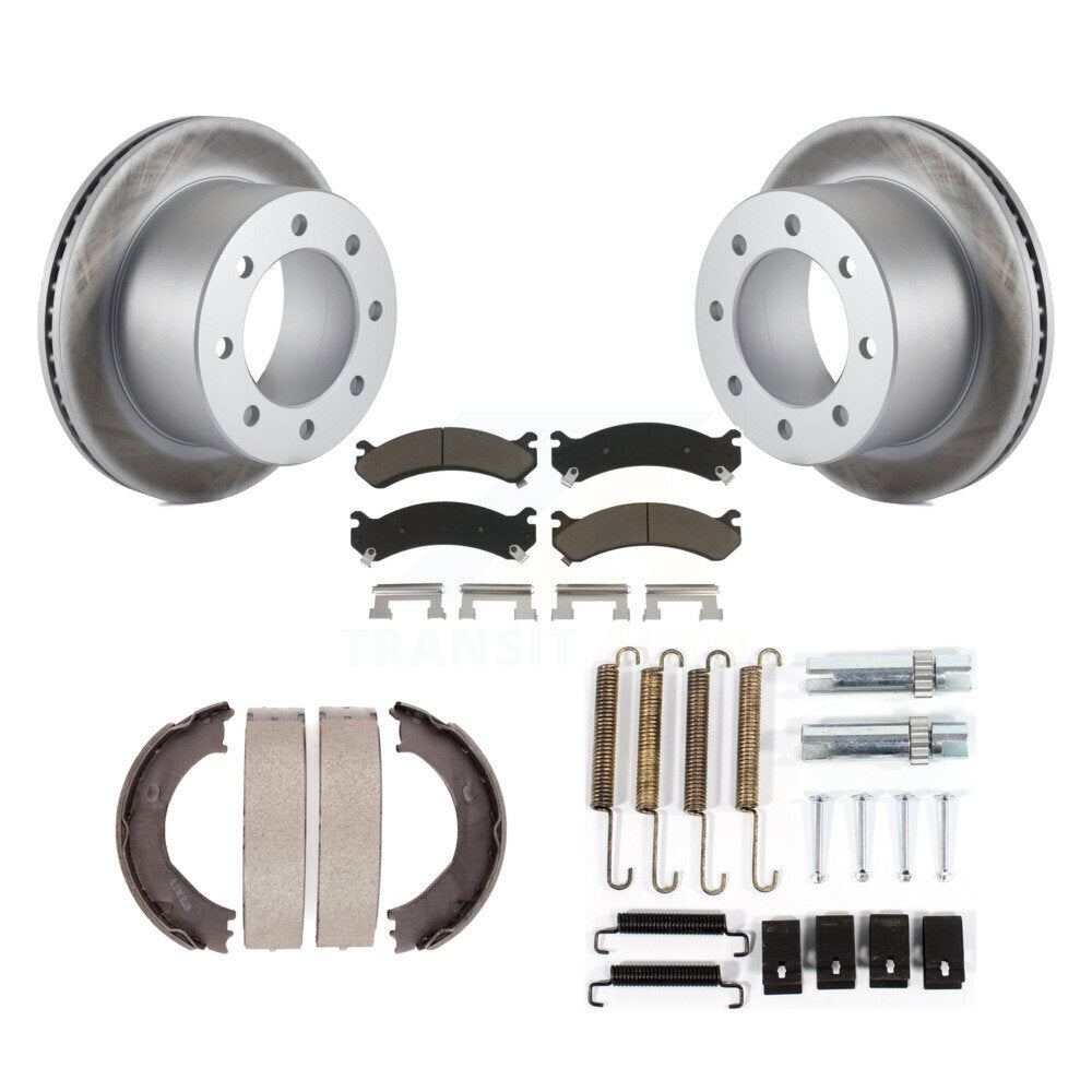 Rear Disc Coated Rotors Ceramic Pads Parking Shoes & Hardware Kit For Chevrolet Silverado KGC-103436