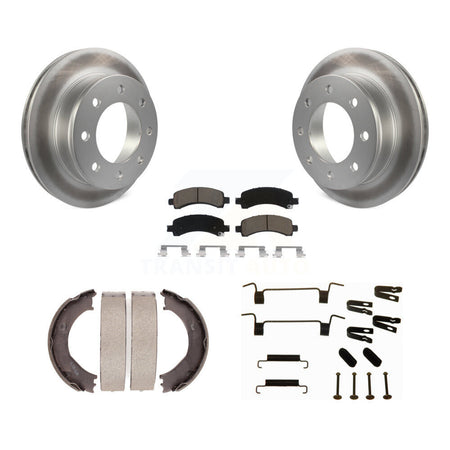 Rear Disc Coated Rotors Ceramic Pads Parking Shoes Hardware Kit For Chevrolet Express GMC KGC-103440