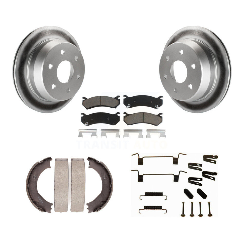 Rear Disc Coated Rotors Ceramic Pads Parking Shoes & Hardware Kit For Chevrolet Silverado KGC-103441