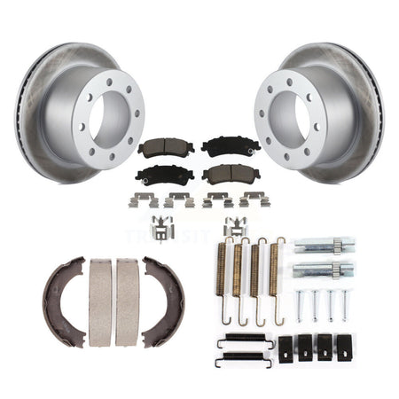 Rear Disc Coated Rotors Ceramic Pads Parking Shoes Hardware Kit For 2001 GMC Sierra 3500 KGC-103442