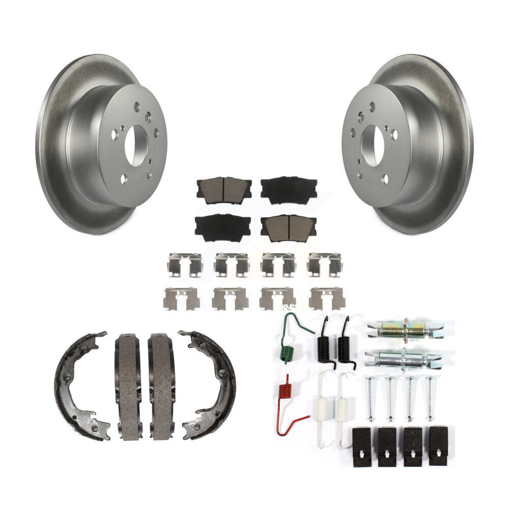Rear Disc Coated Rotors Ceramic Pads Parking Shoes & Hardware Kit For Toyota Camry Lexus KGC-103444