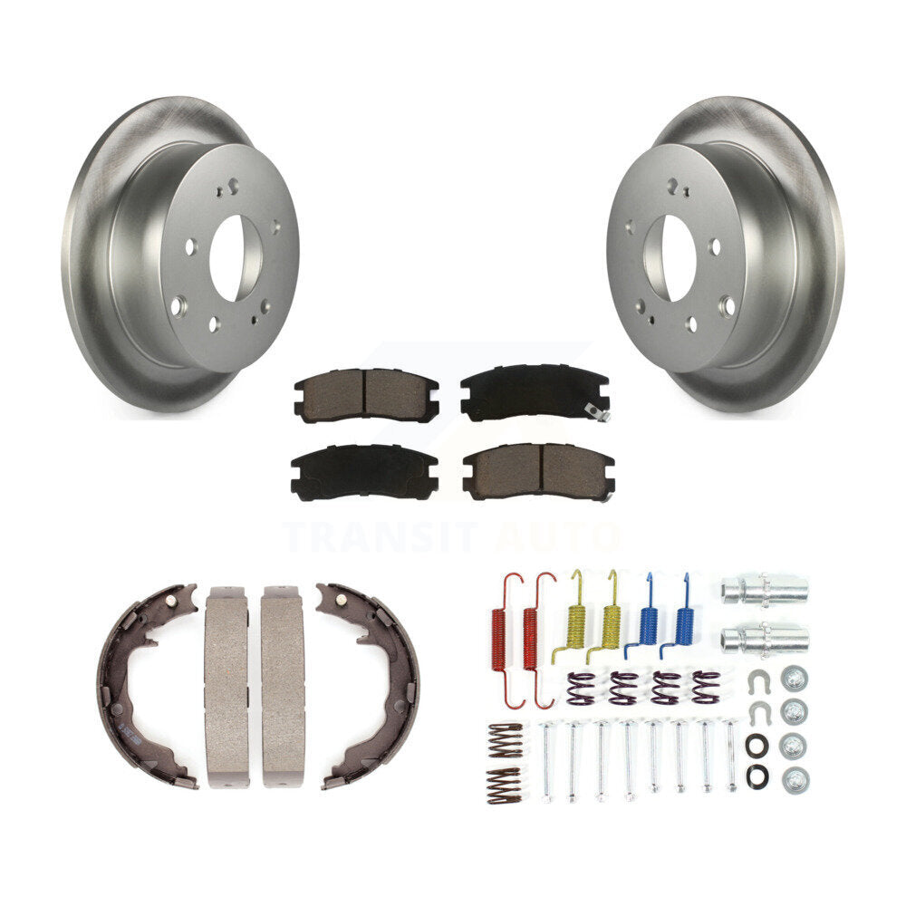 Rear Disc Coated Rotors Ceramic Pads Parking Shoes & Hardware Kit For Mitsubishi Eclipse KGC-103446