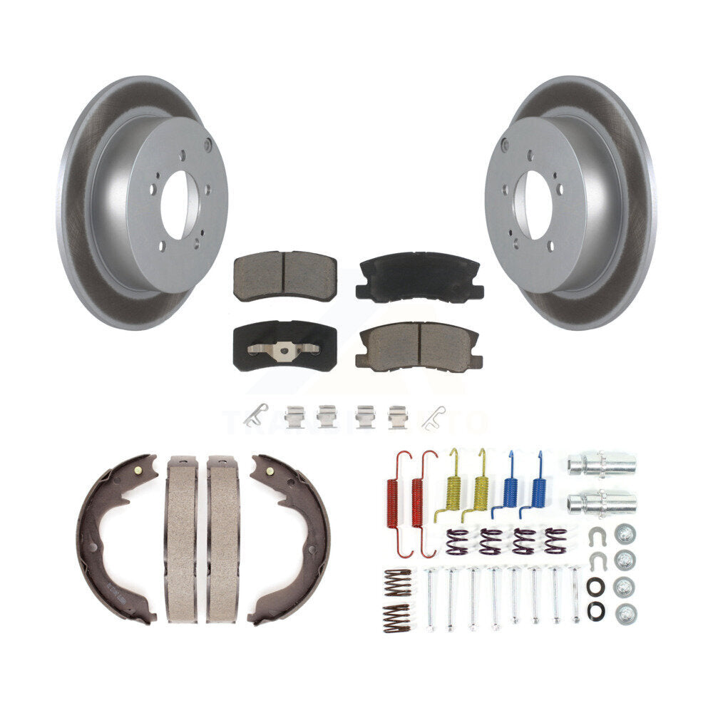 Rear Disc Coated Rotors Ceramic Pads Parking Shoes And Hardware Kit For Mitsubishi Lancer KGC-103449