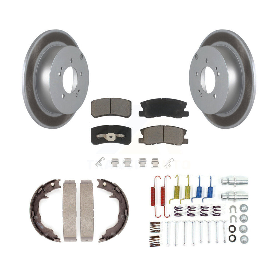 Rear Disc Coated Rotors Ceramic Pads Parking Shoes Hardware Kit For Mitsubishi Outlander KGC-103452