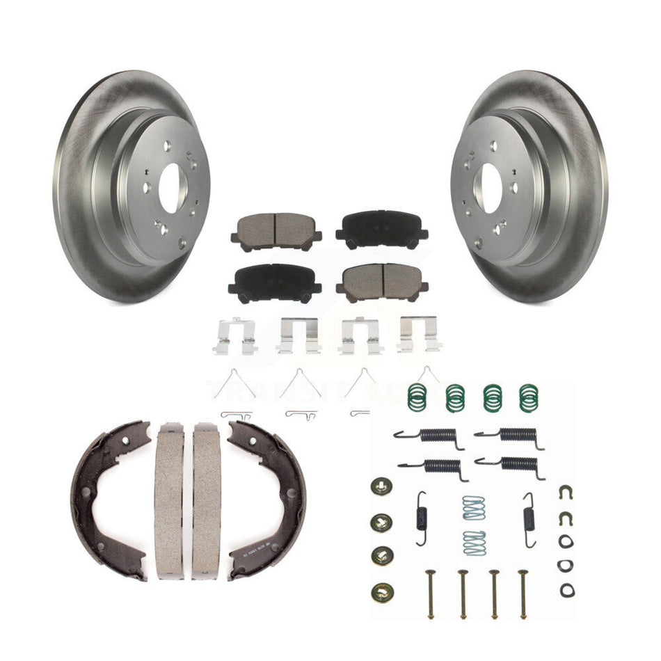 Rear Disc Coated Rotors Ceramic Pads Parking Shoes Hardware Kit For Honda Pilot Acura MDX KGC-103458