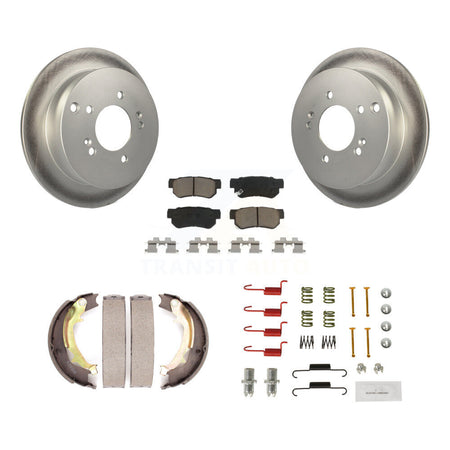 Rear Disc Coated Rotors Ceramic Pads Parking Shoes & Hardware Kit For Hyundai Tucson Kia KGC-103460