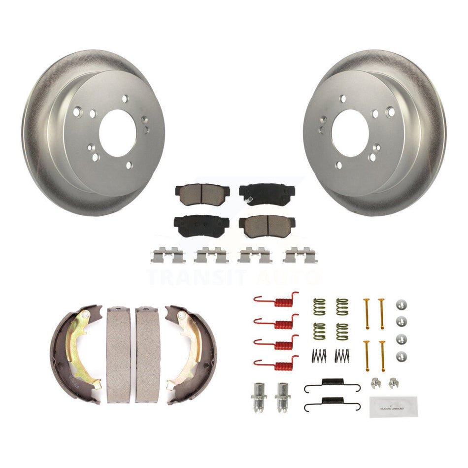 Rear Disc Coated Rotors Ceramic Pads Parking Shoes & Hardware Kit For Hyundai Tucson Kia KGC-103460