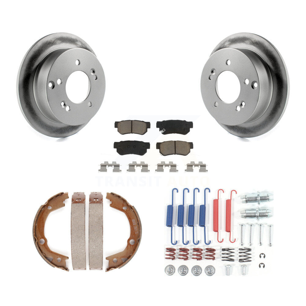 Rear Disc Coated Rotors Ceramic Pads Parking Shoes Hardware Kit For 2007-2010 Kia Optima KGC-103463