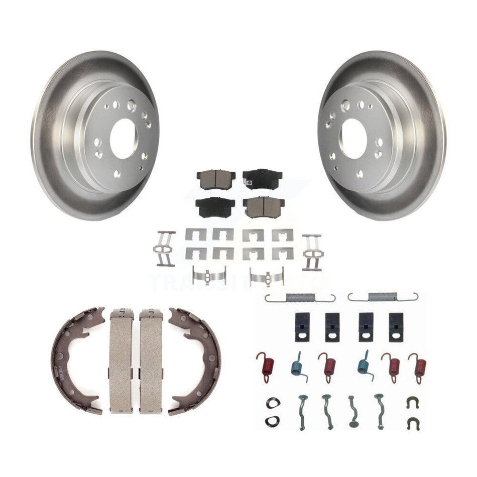 Rear Disc Coated Rotors Ceramic Pads Parking Brake Shoes Hardware Kit For Acura TL Honda KGC-103468