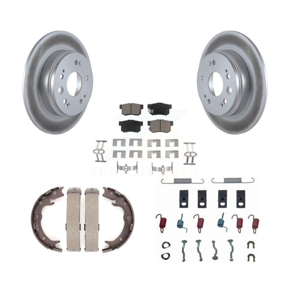 Rear Disc Coated Rotors Ceramic Pads Parking Shoes Hardware Kit For 2002-2004 Honda CR-V KGC-103469