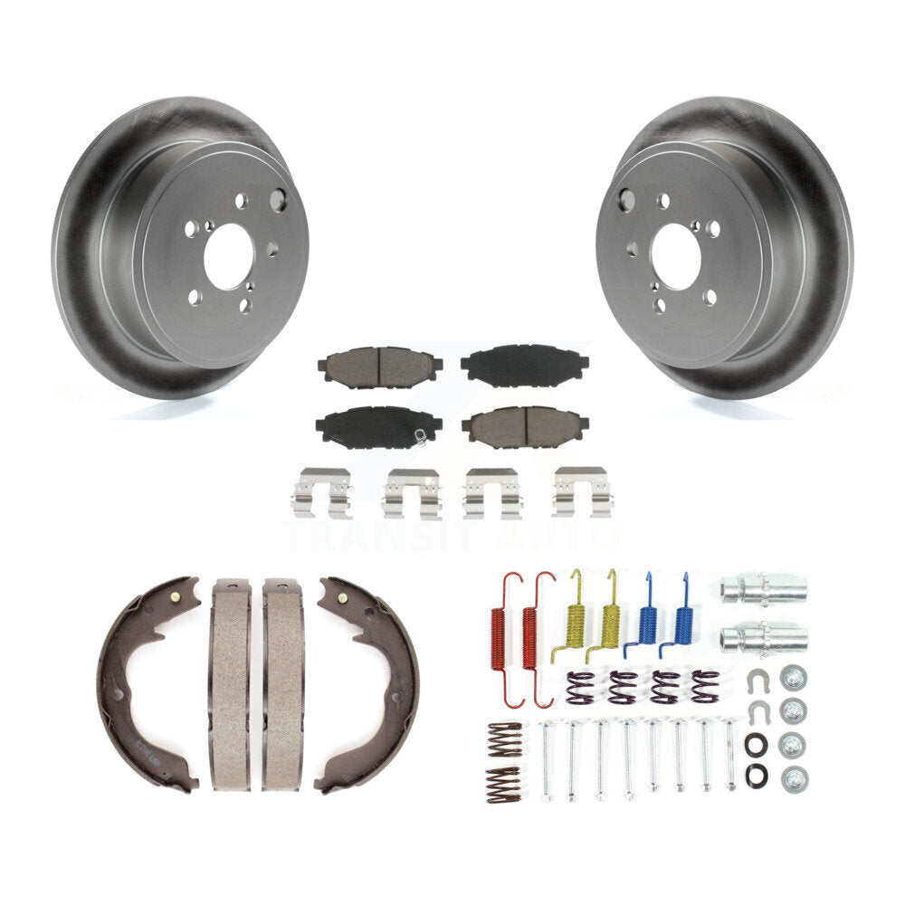 Rear Disc Coated Rotors Ceramic Pads Parking Brake Shoes Hardware Kit For Subaru Impreza KGC-103470