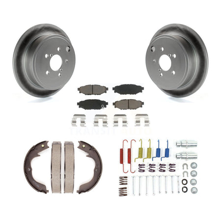 Rear Disc Coated Rotors Ceramic Pads Parking Brake Shoes Hardware Kit For Subaru Impreza KGC-103470