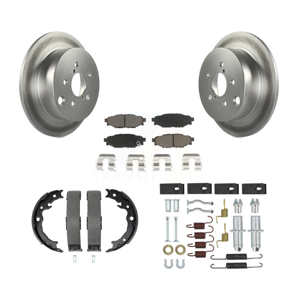 Rear Disc Coated Rotors Ceramic Pads Parking Shoes & Hardware Kit For Subaru Crosstrek XV KGC-103471