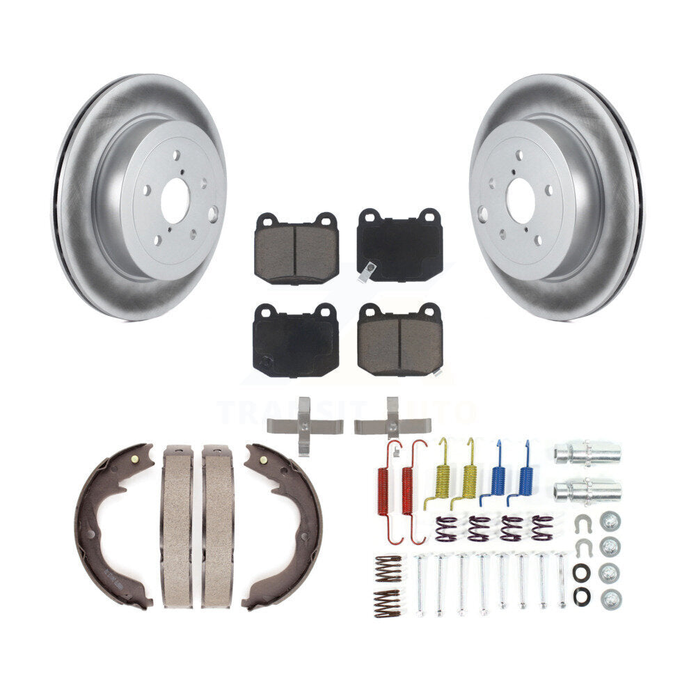 Rear Disc Coated Rotors Ceramic Pads Parking Brake Shoes Hardware Kit For Subaru Impreza KGC-103474