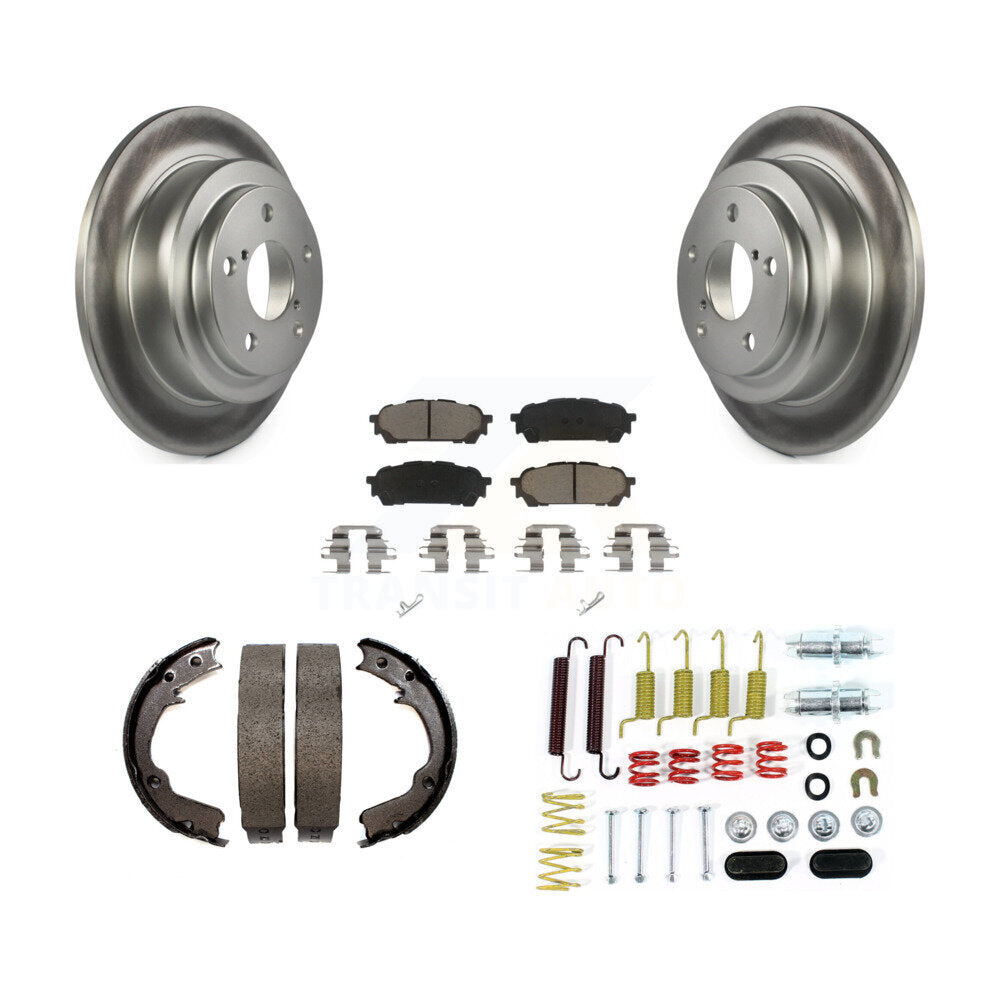 Rear Disc Coated Rotors Ceramic Pads Parking Shoes & Hardware Kit For Subaru Impreza Saab KGC-103476