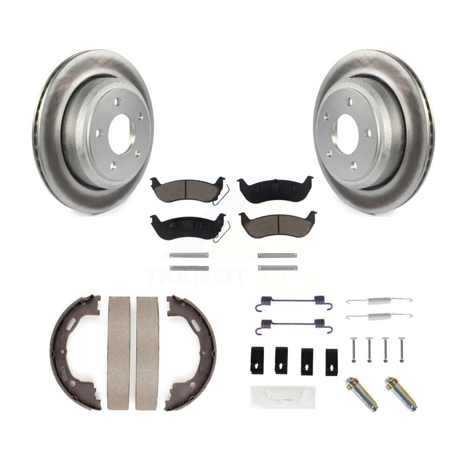 Rear Disc Coated Rotors Ceramic Pads Parking Shoes Hardware Kit For 2010-2011 Ford Ranger KGC-103479