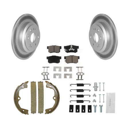 Rear Disc Coated Rotors Ceramic Pads Parking Brake Shoes & Hardware Kit For Honda Accord KGC-103493