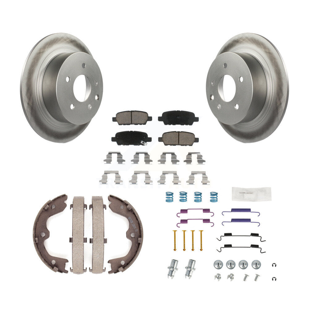 Rear Disc Coated Rotors Ceramic Pads Parking Brake Shoes & Hardware Kit For Nissan Altima KGC-103501