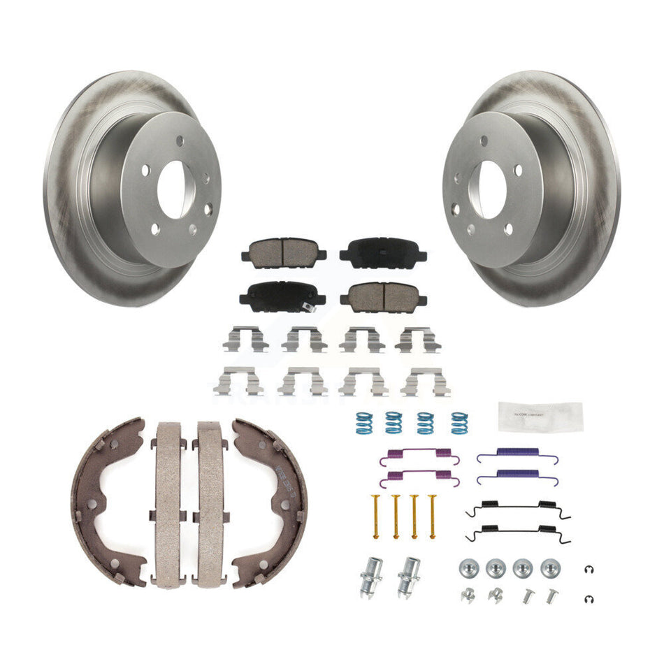 Rear Disc Coated Rotors Ceramic Pads Parking Brake Shoes & Hardware Kit For Nissan Altima KGC-103501