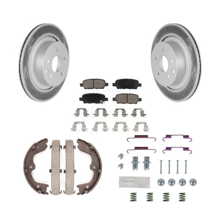 Rear Disc Coated Rotors Ceramic Pads Parking Shoes And Hardware Kit For INFINITI G35 Q60 KGC-103502