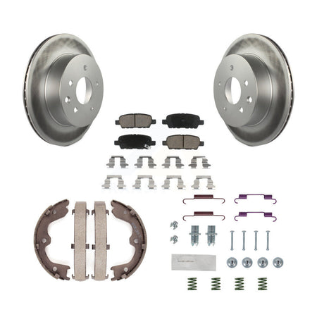 Rear Disc Coated Rotors Ceramic Pads Parking Shoes & Hardware Kit For INFINITI G35 Nissan KGC-103507
